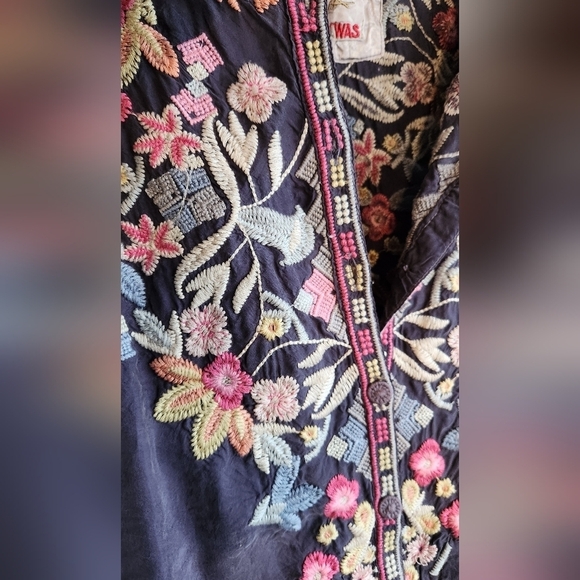 JOHNNY WAS  Poncho Blue Bohemian Flowy Embroidered‎ Top - Picture 4 of 8